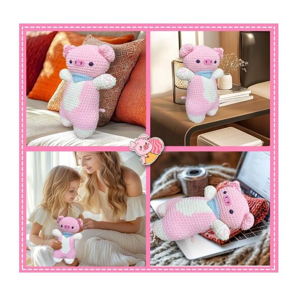 Crochet Kit for Beginners,DIY Pink Pig Crochet Kit - Picture 4 of 7